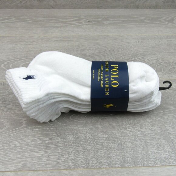 Polo Ralph Lauren Classic Sport Low Cut Socks Men's Size 6-13 White (6-Pack) NEW - Picture 6 of 10